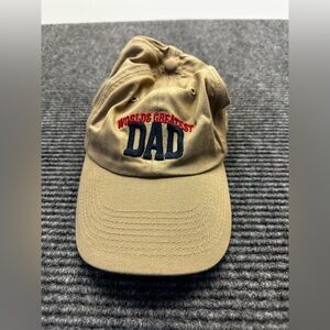 Men’s Tan Worlds Greatest Dad Adjustable Hat Ball Cap Fathers Day Gift Adult